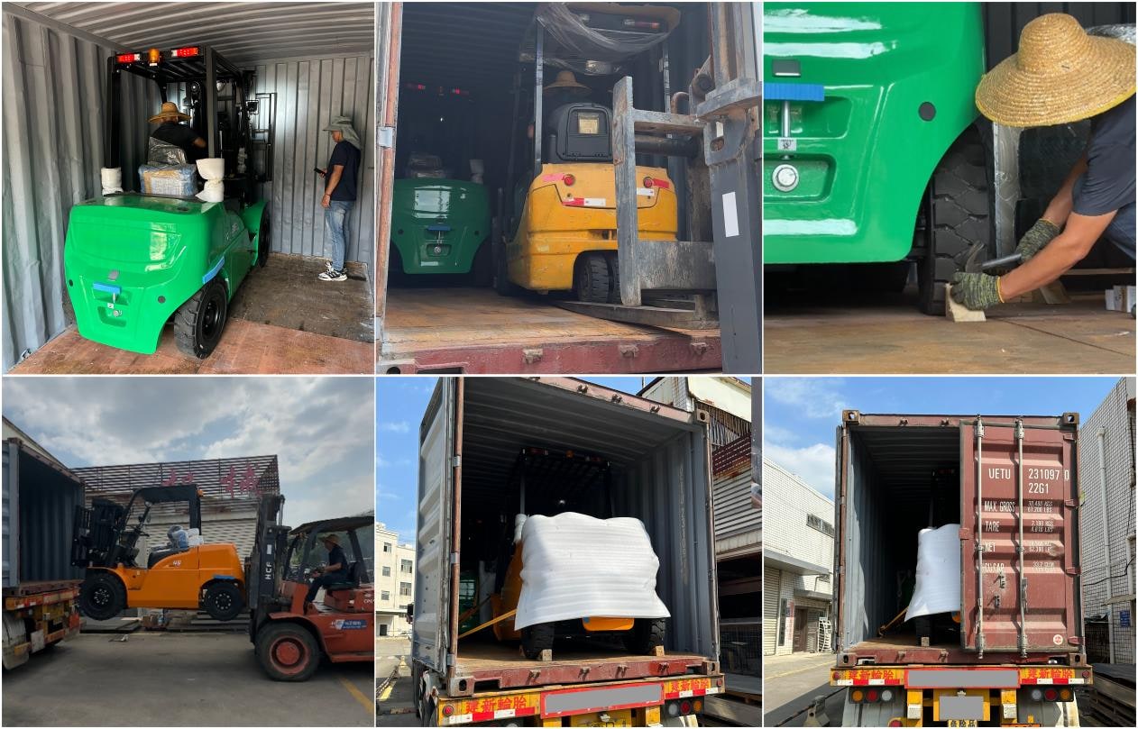 TLERA forklifts during container loading and shipment preparation